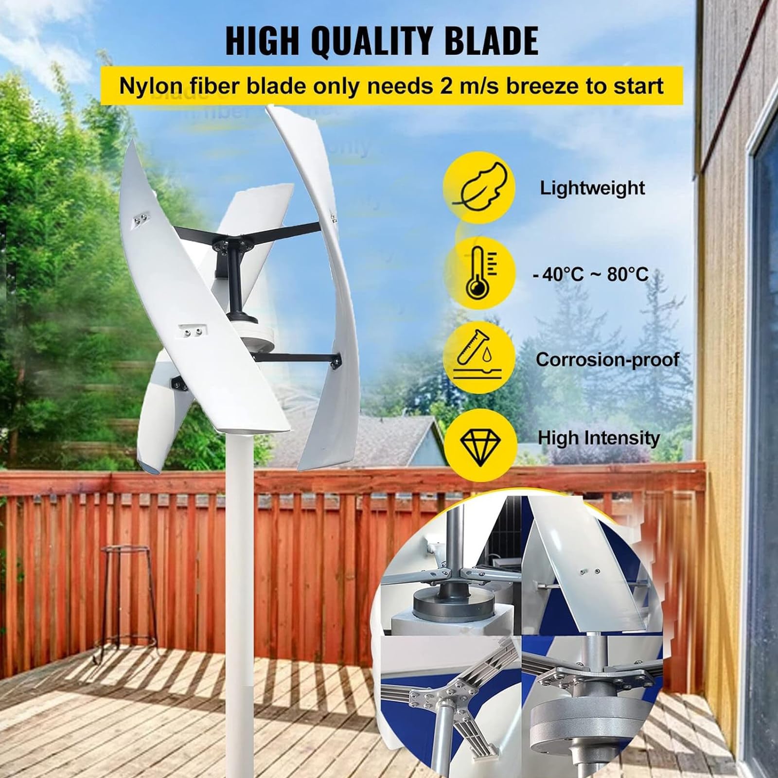 Generador de viento sin ruido de 6000 W-15000 W, levitación magnética de 12 V/24 V/48 V con controlador MPPT para soluciones de alumbrado público y doméstico
