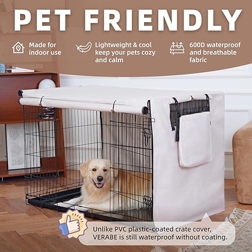 Miniatura 3 de Funda 600D para jaula de perro, funda impermeable para perrera con bolsa de almacenamiento, apta para jaula de alambre de 30 pulgadas, 30 pulgadas,