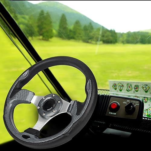 Miniatura 6 de Volante de carrito de golf de fibra de carbono de 12.5 pulgadas para Club Car DS & Precedent, EZGO TXTRXV Yamaha Most Golf Cart