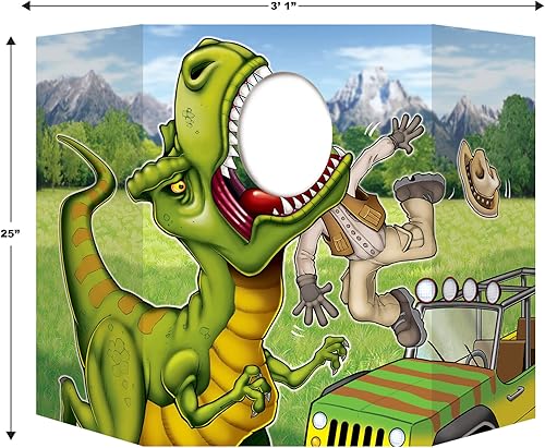 Miniatura 2 de Beistle 3 piezas de fondo de cabina de fotos de dinosaurio T-Rex decoraciones de fiesta de cumpleaños, 25 x 37 pulgadas, multicolor
