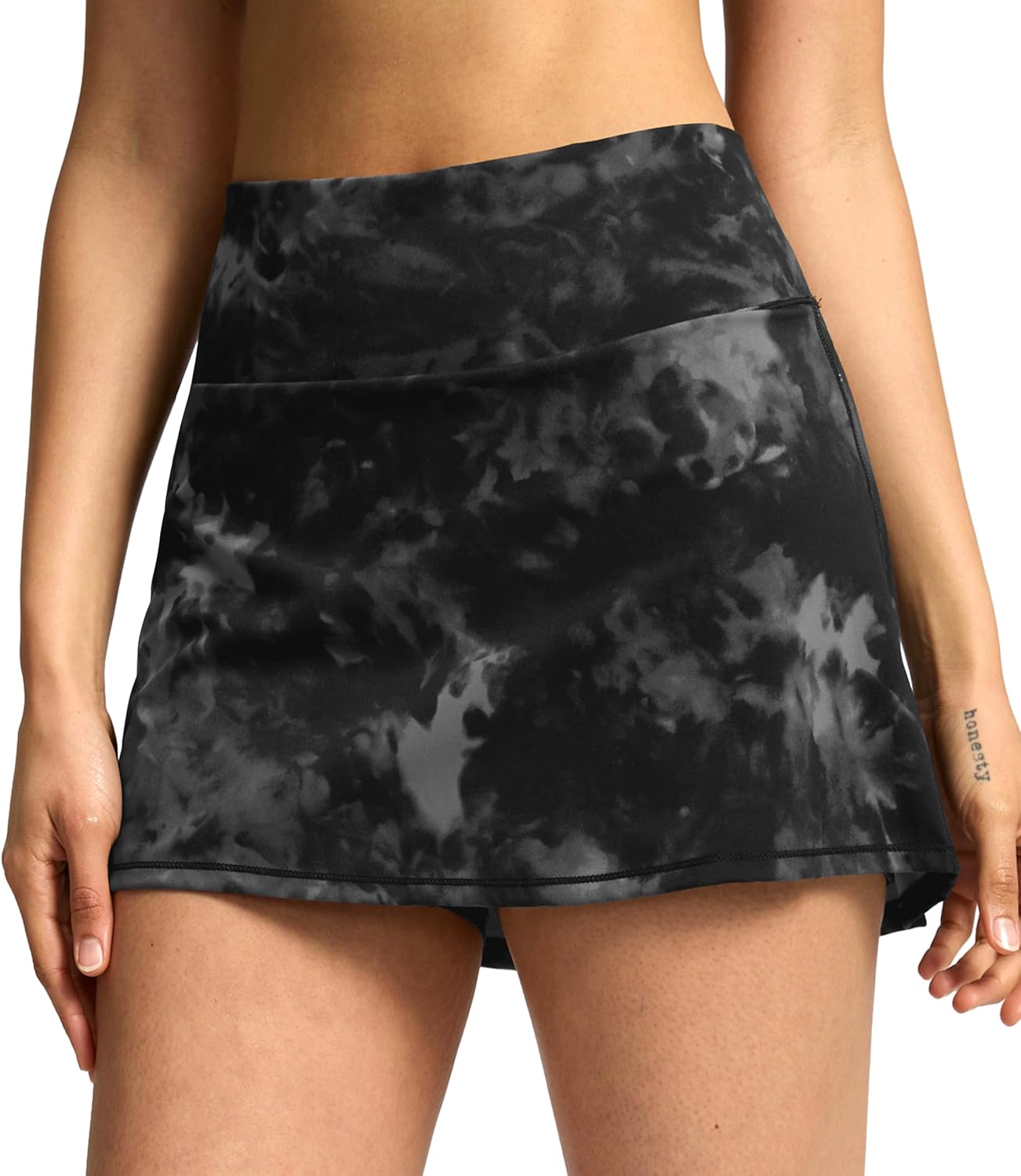 Soothfeel Tennis Skirts for Women High Waisted Golf Skirt with Shorts Pockets Workout Athletic Skort for Summer Casual Tie Dye Black X-Small