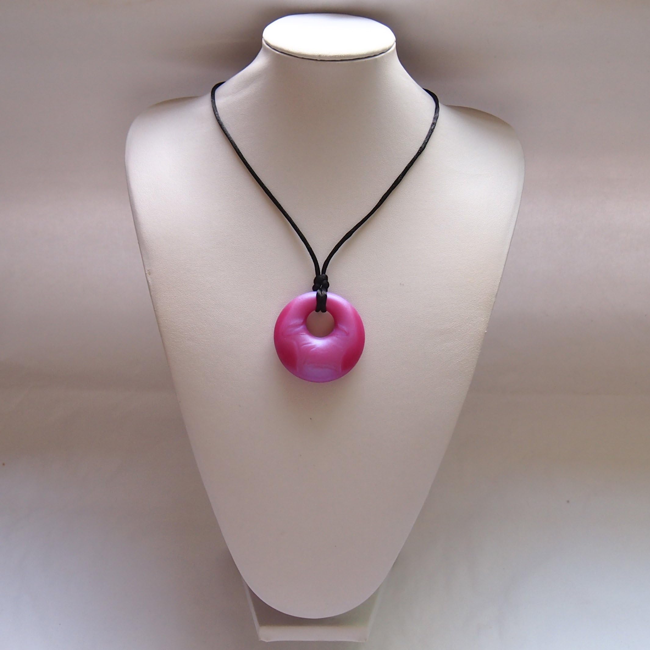 Lily Bear Silicone Baby Teething & Breastfeeding Single Pendant Necklace for Mum (Metallic Pink)