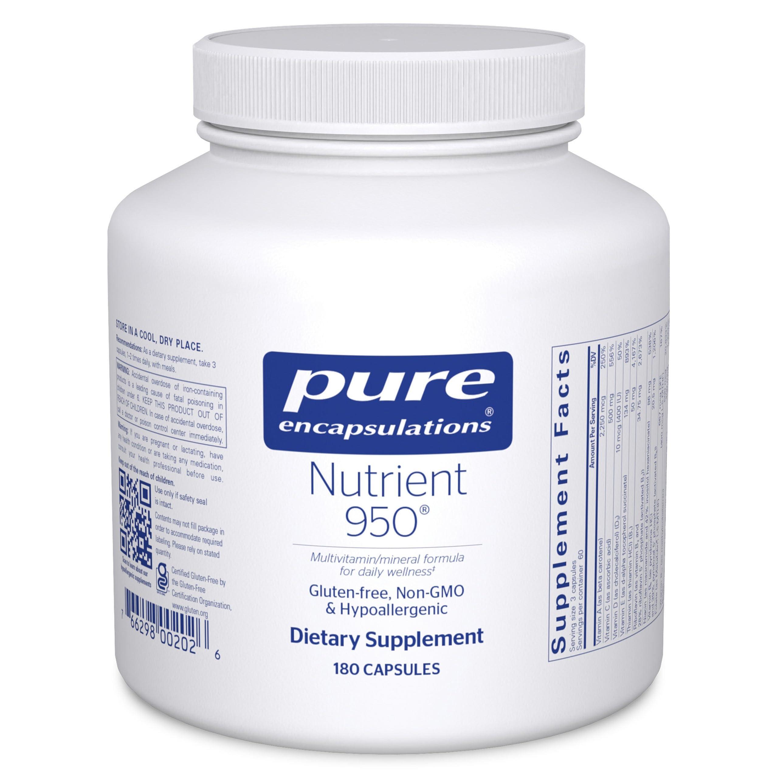 Nutrient 950 | Multivitamin Mineral Supplement to Support Physiological Functions and a Healthy Lifestyle* | 180 Capsules