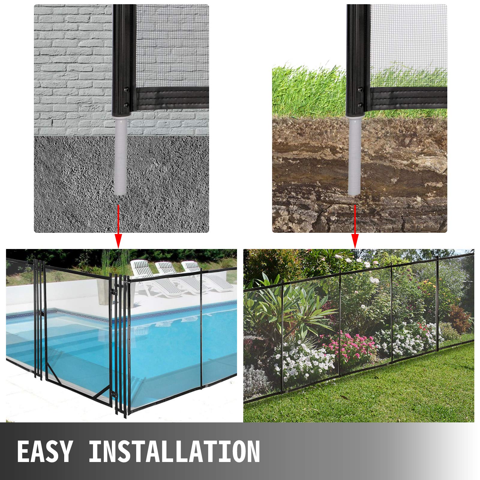 Happybuy Removable Pool Safety Fence Door, 4x2.5FT, Manual Lock, Black, Adaptive with Happybuy Pool Fence