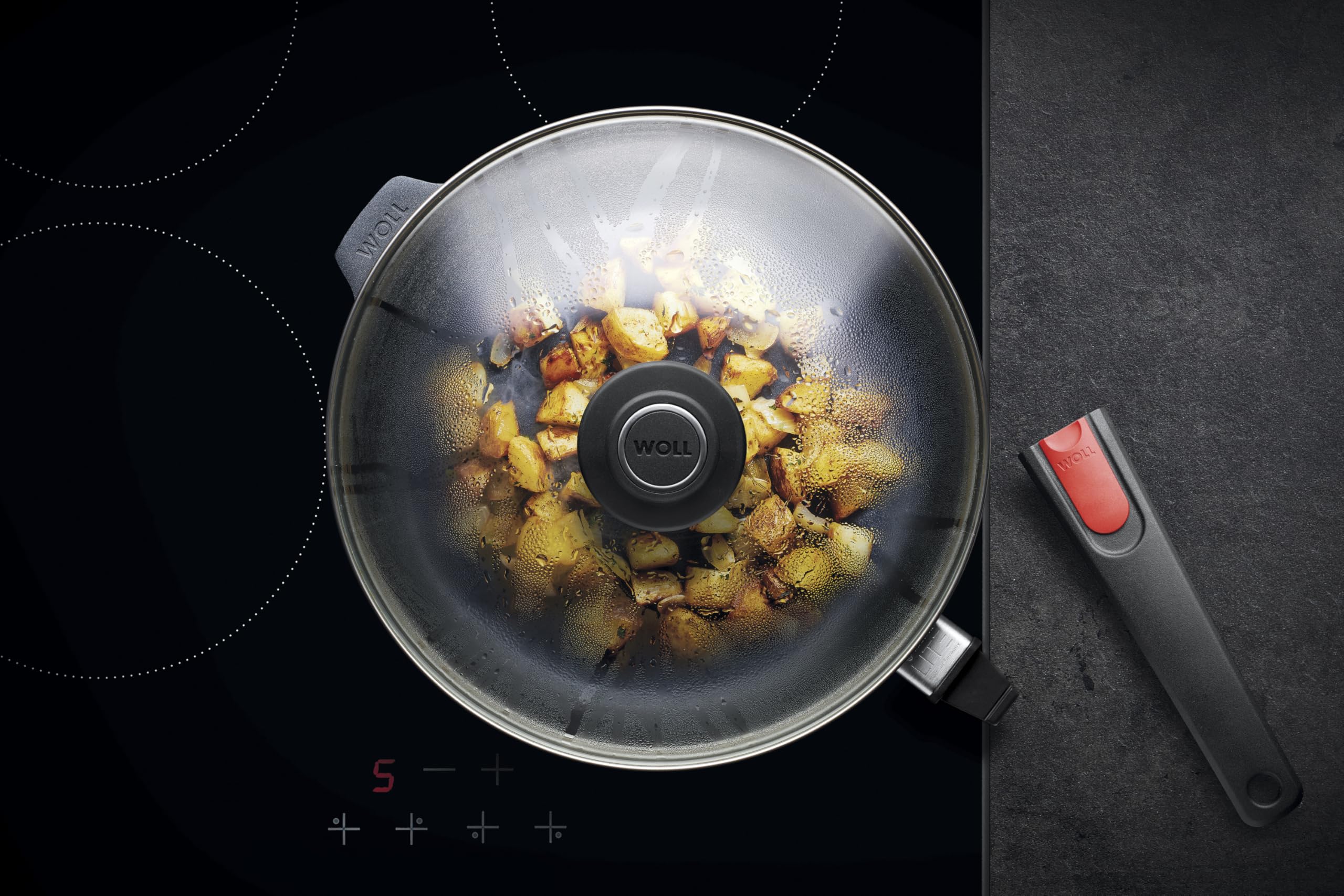 Woll Diamond Lite sauteuse en fonte - Induction -, Ø 28 cm, hauteur 7 cm, avec manche amovible - Convient à tous les types de cuisinières, antiadhésif, fonte d'aluminium