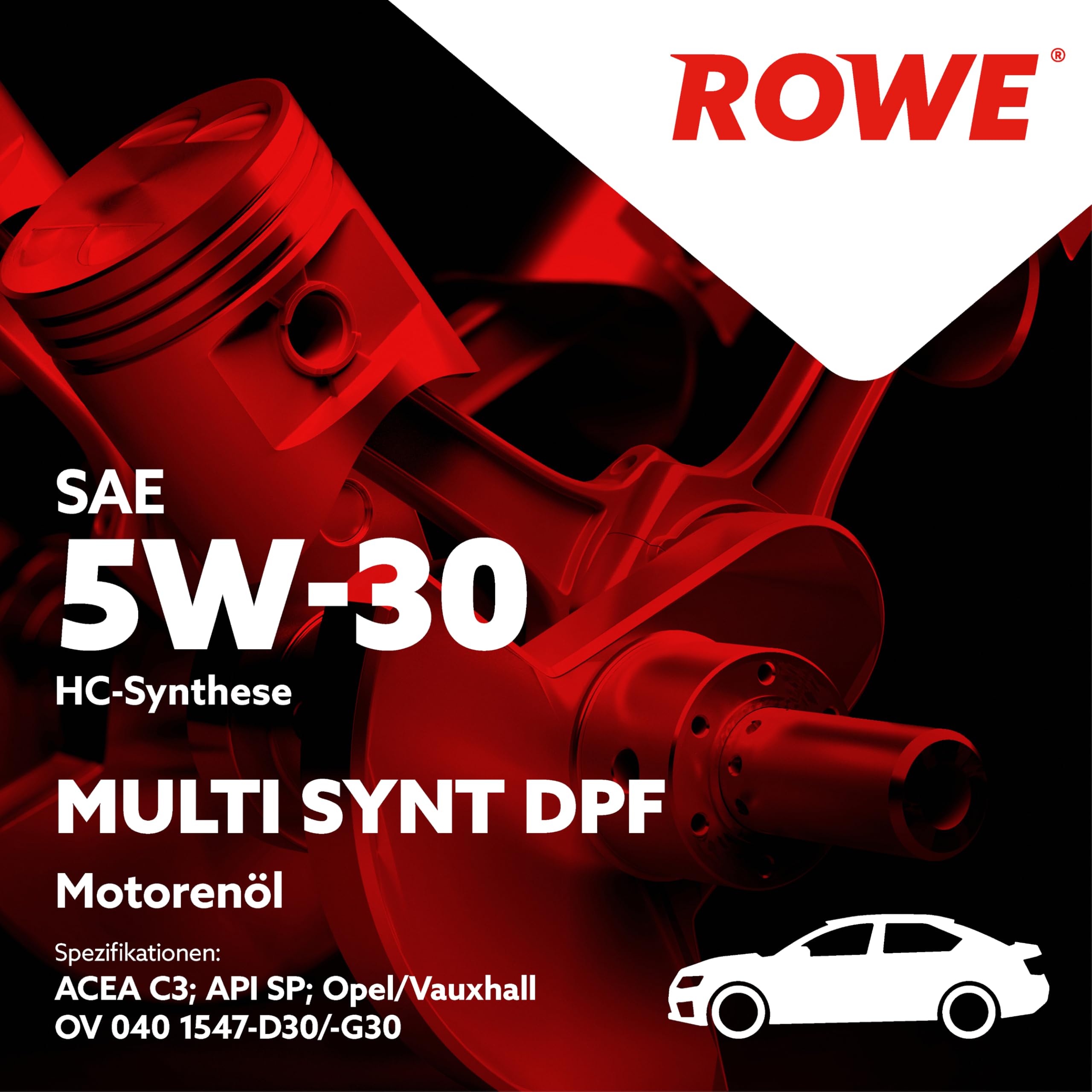 ROWE Aceite de motor 5W-30 HIGHTEC Aceite sintético HC (Hydro Cracked) ACEA C3 API SP MULTI SYNT DPF 5L Compatible con VW Polo V Hatchback 6R1, 6C1 up! Hatchback 121, 122, BL1, BL2, BL3, 123, TOYOTA | Aceite de motor para motores modernos de gasolina y di