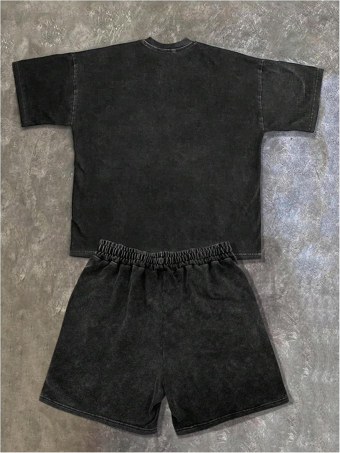 SHENHE Men's 2 Piece Summer Outfits Y2k Graphic Vintage Washed T Shirt and Shorts Set Tracksuit