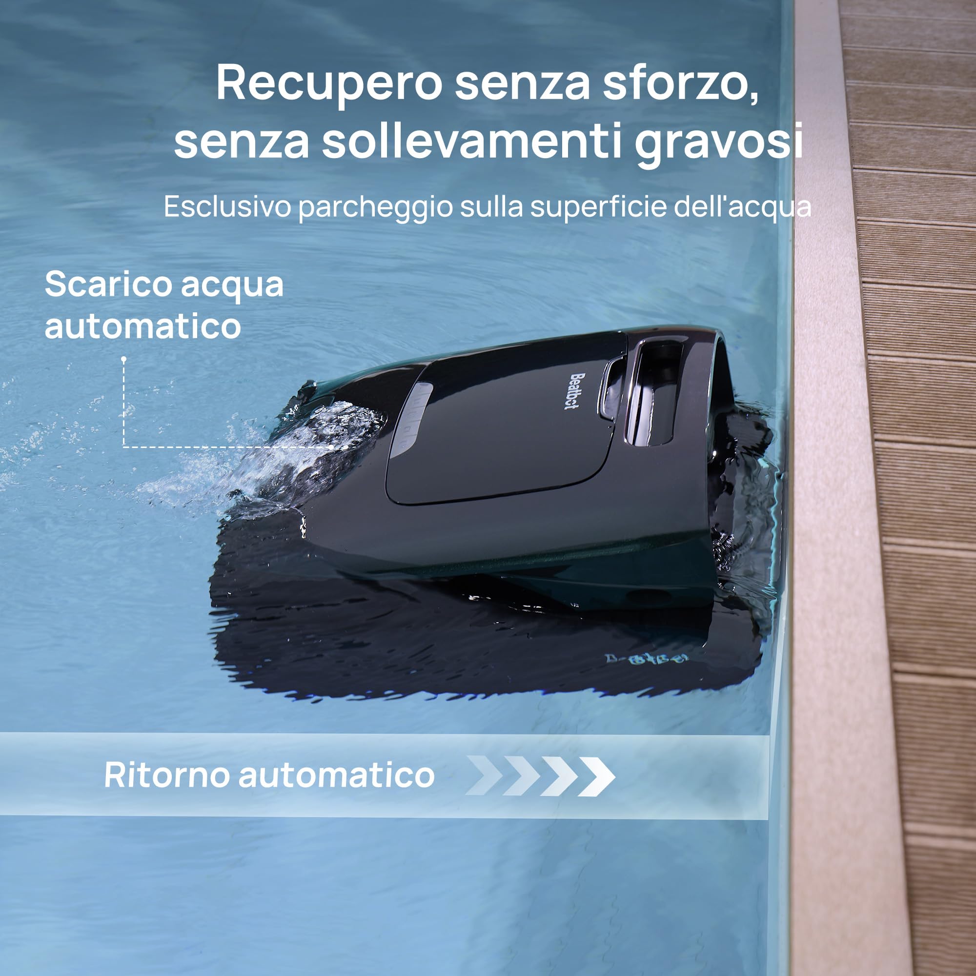 Beatbot AquaSense 2 Robot Piscina pareti e Fondo,Linea d'Acqua,Verde Bosco | Pulisce pavimento, pareti, superficie e chiarifica l'acqua.Posizionamento intelligente, Autonomia fino a 11 ore
