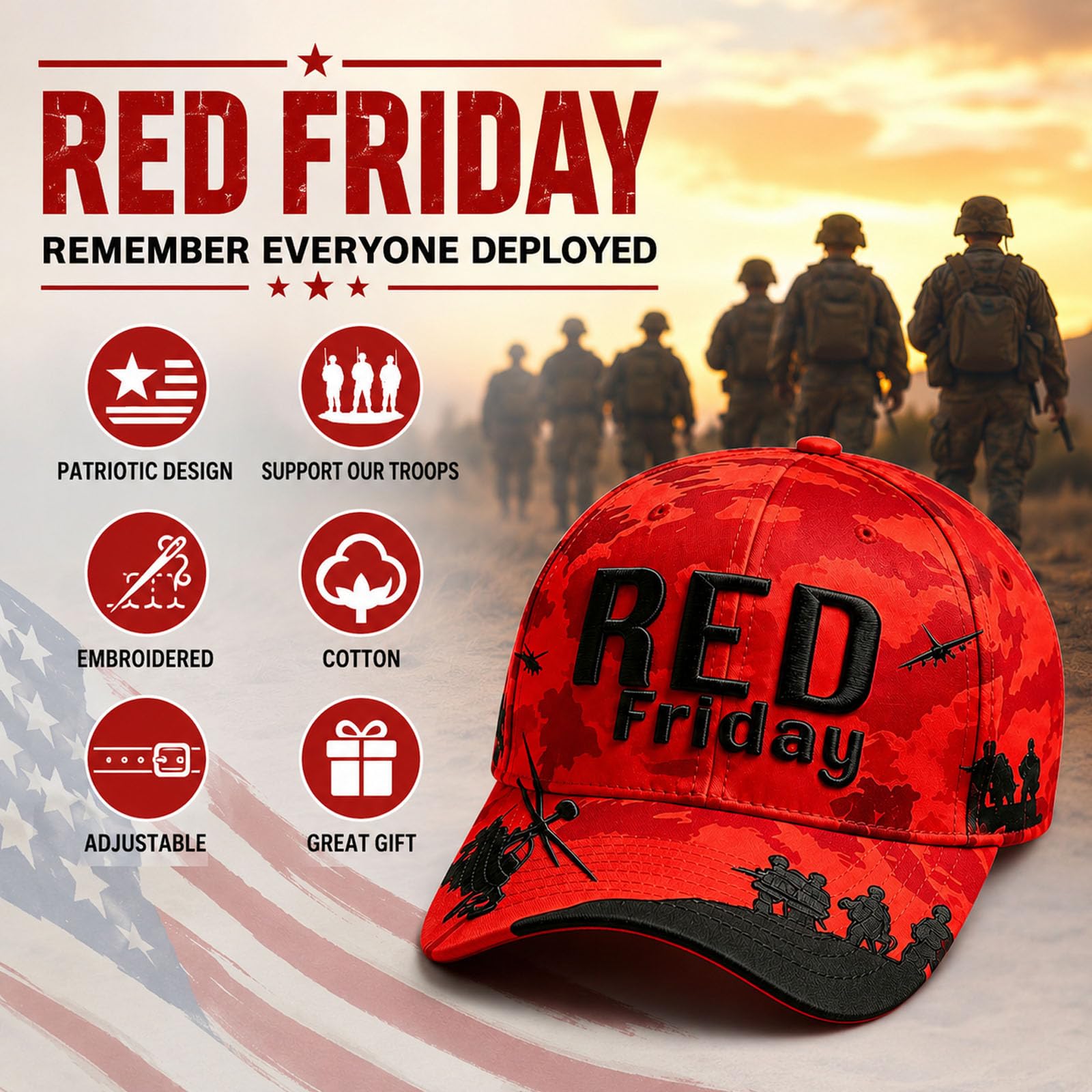 RED Friday Ricorda a tutti il berretto da baseball schierato per uomo