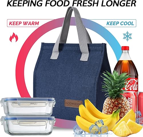 Miniatura 2 de Lonchera térmica para mujeres y hombres, contenedor grande reutilizable a prueba de fugas para oficina, trabajo, playa o viajes (azul)
