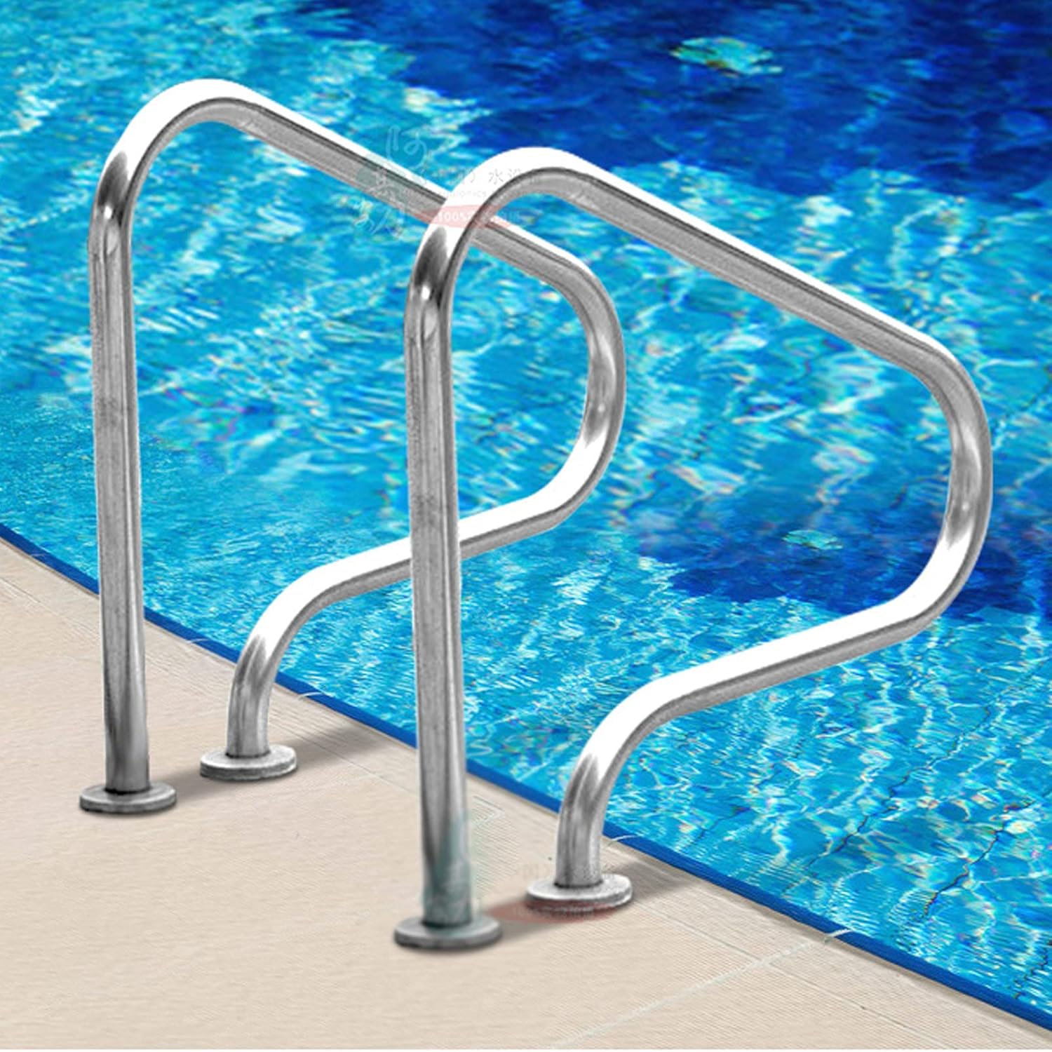 Staircase Handrails Pool Hand Rail with Blue Grip Cover and Swimming Pool Skimmer Stainless Steel Swimming Pool Handrail Pool Slides for Inground Pools 440lbs Load Capacity for Swimming Pool