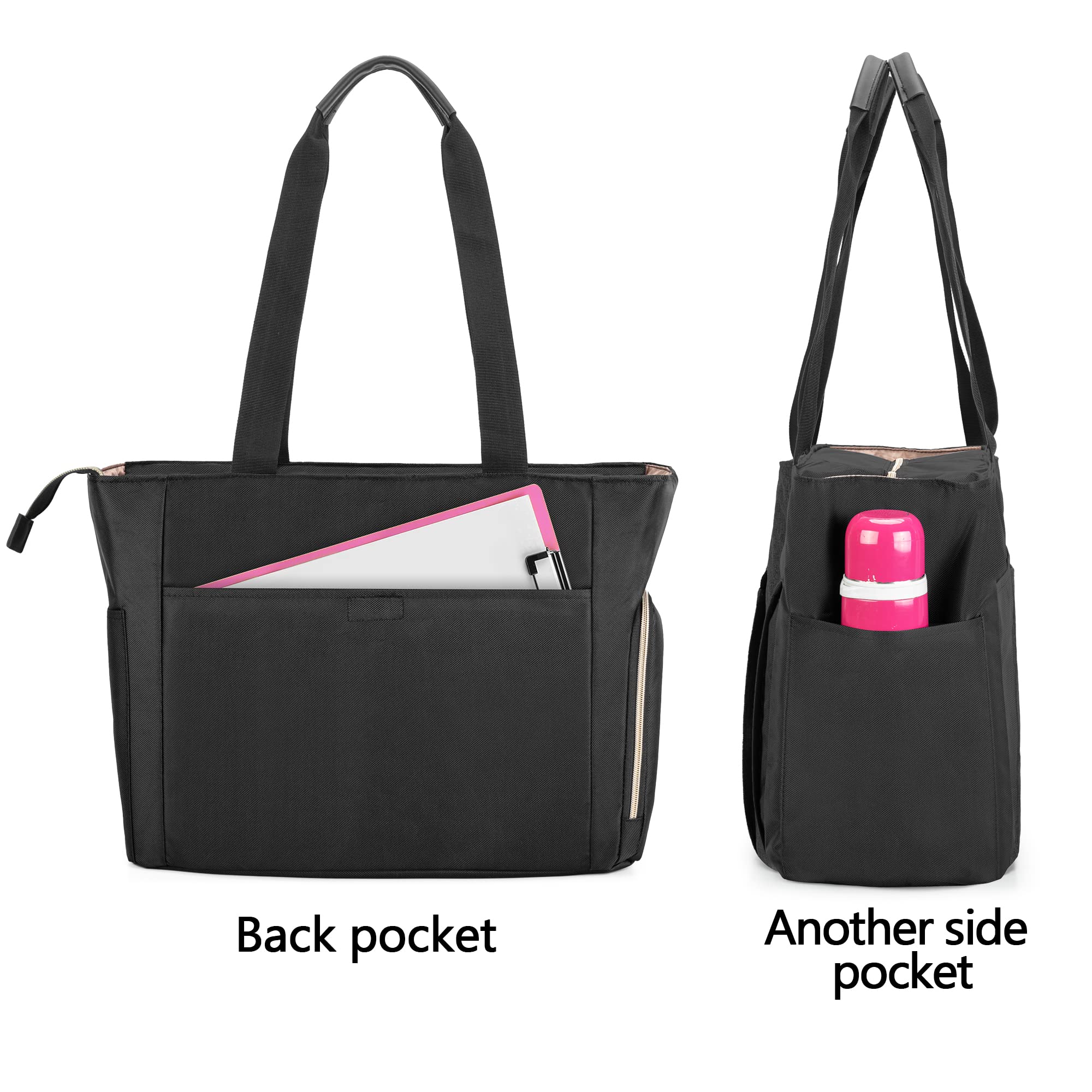 CURMIO Sac infirmière, Sac de Fournitures médicales Portable avec Pochette rembourrée pour Ordinateur Portable pour Les visites à Domicile, Les Soins de santé, Sac Seulement, Noir