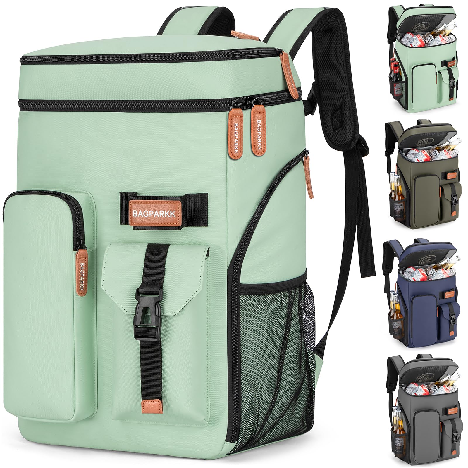 BAGPARKK Insulated Cooler Backpack,33 Cans Multifunctional Double Deck Leakproof Cooler Bag with Sternum Strap,Large Capacity Lightweight Travel Camping Beach Backpack — image 1