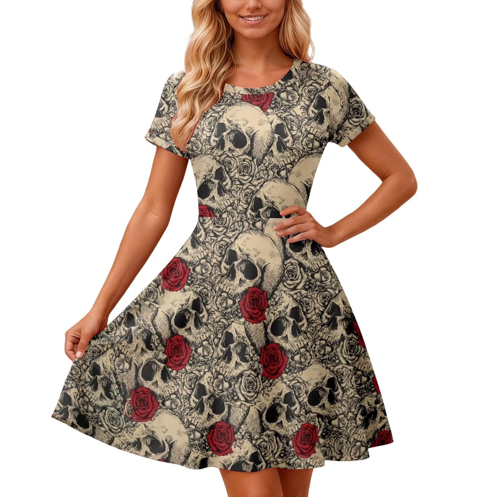 Vestido informal estampado manga corta moderno aireado y cómodo 7