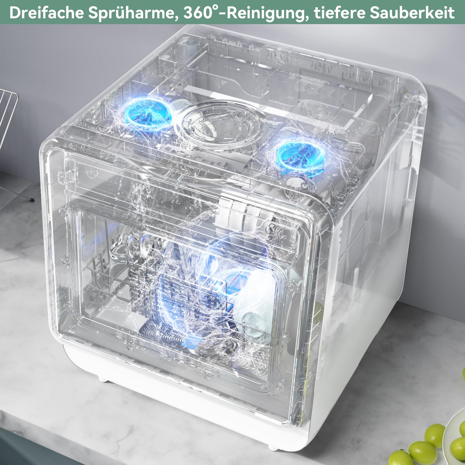 Magicplux Mini Tischgeschirrspüler ohne Wasseranschluss, 5 Gedecke, 5+3 Programme, Energieklasse C
