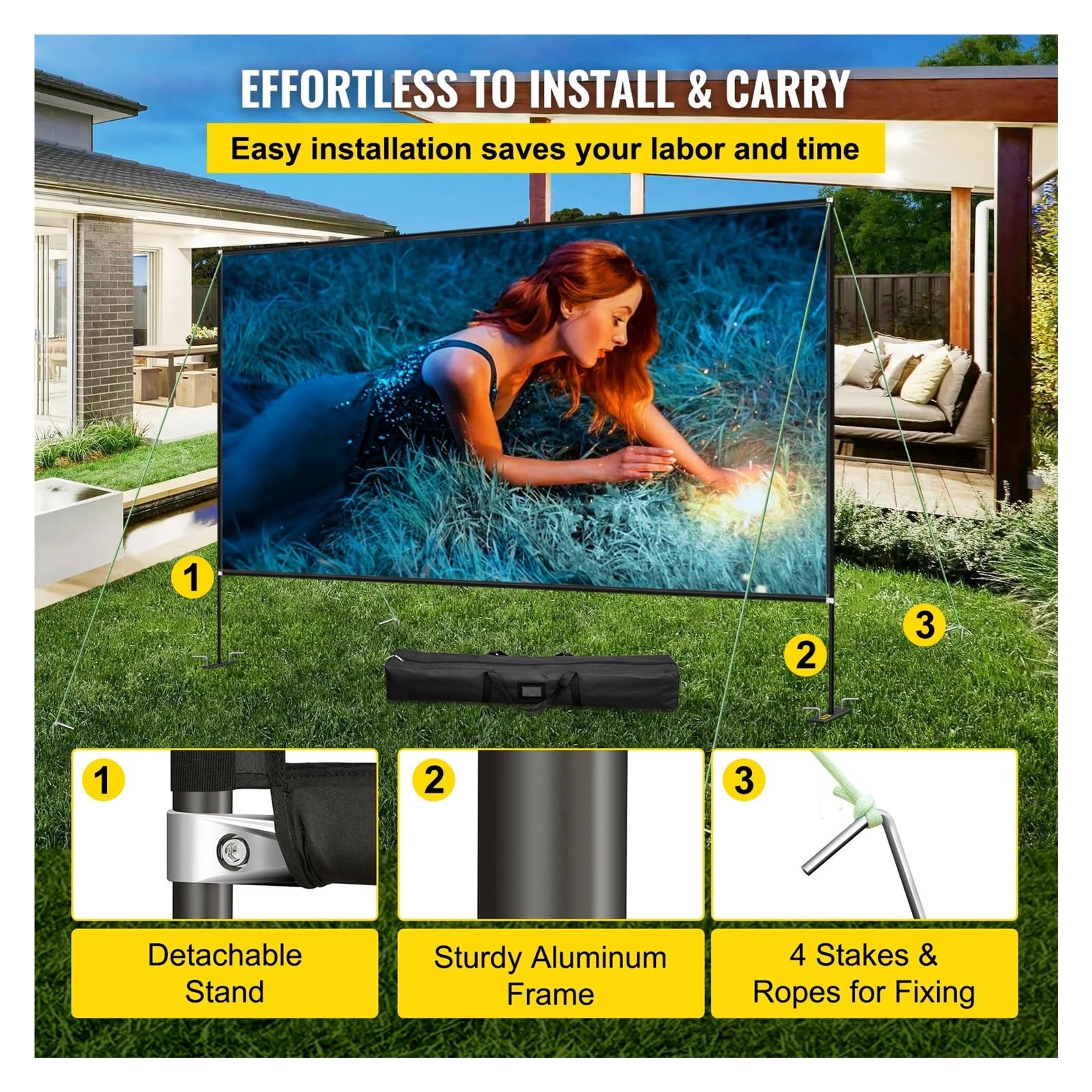 Pantalla De Proyector 180 Pulgadas con Soporte