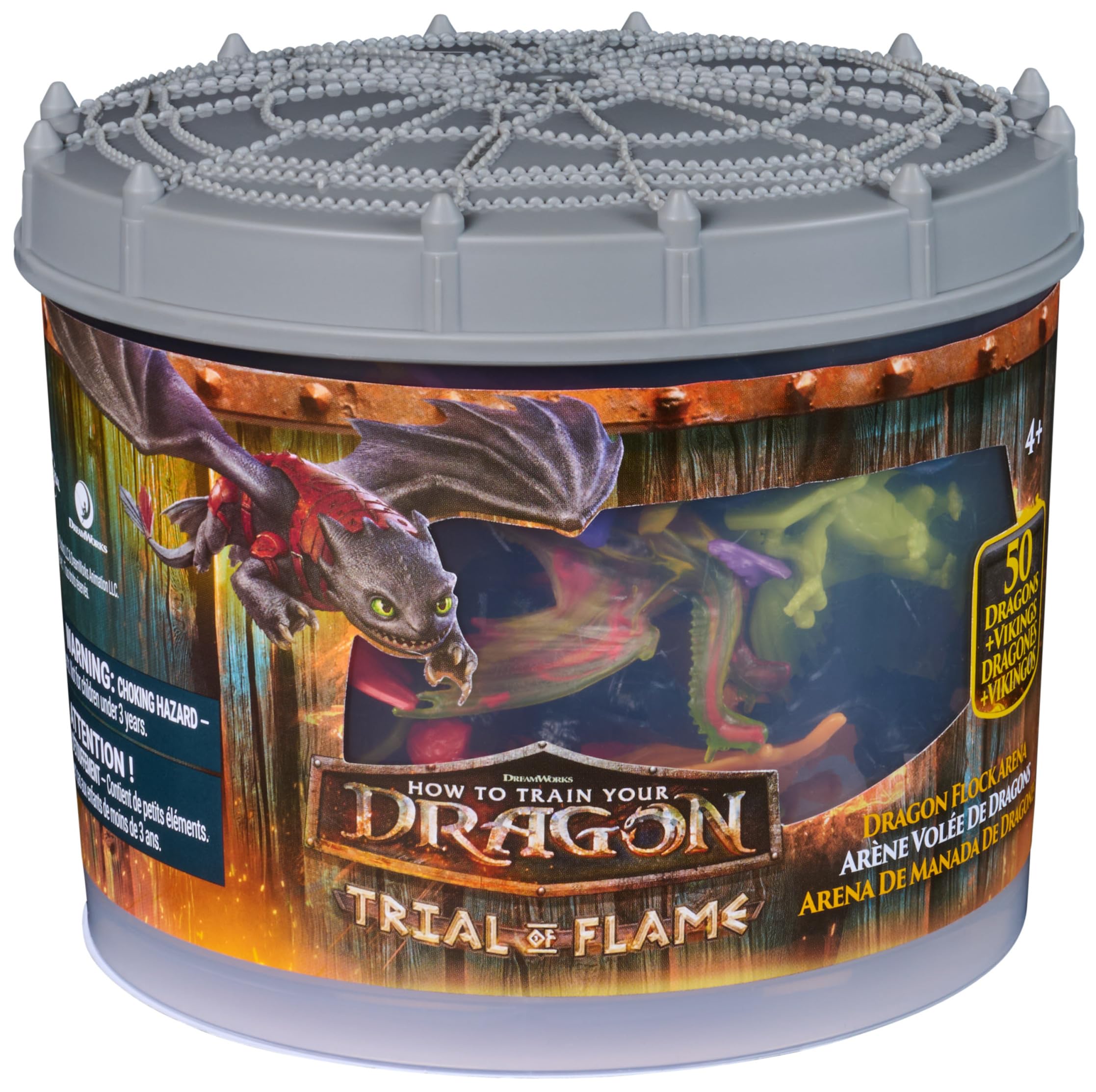 Spin Master Dreamworks Dragons, World of Berk: Dragon Flock Arena, 50 Collectible Dragons and Vikings Figures for Ages 4 and up
