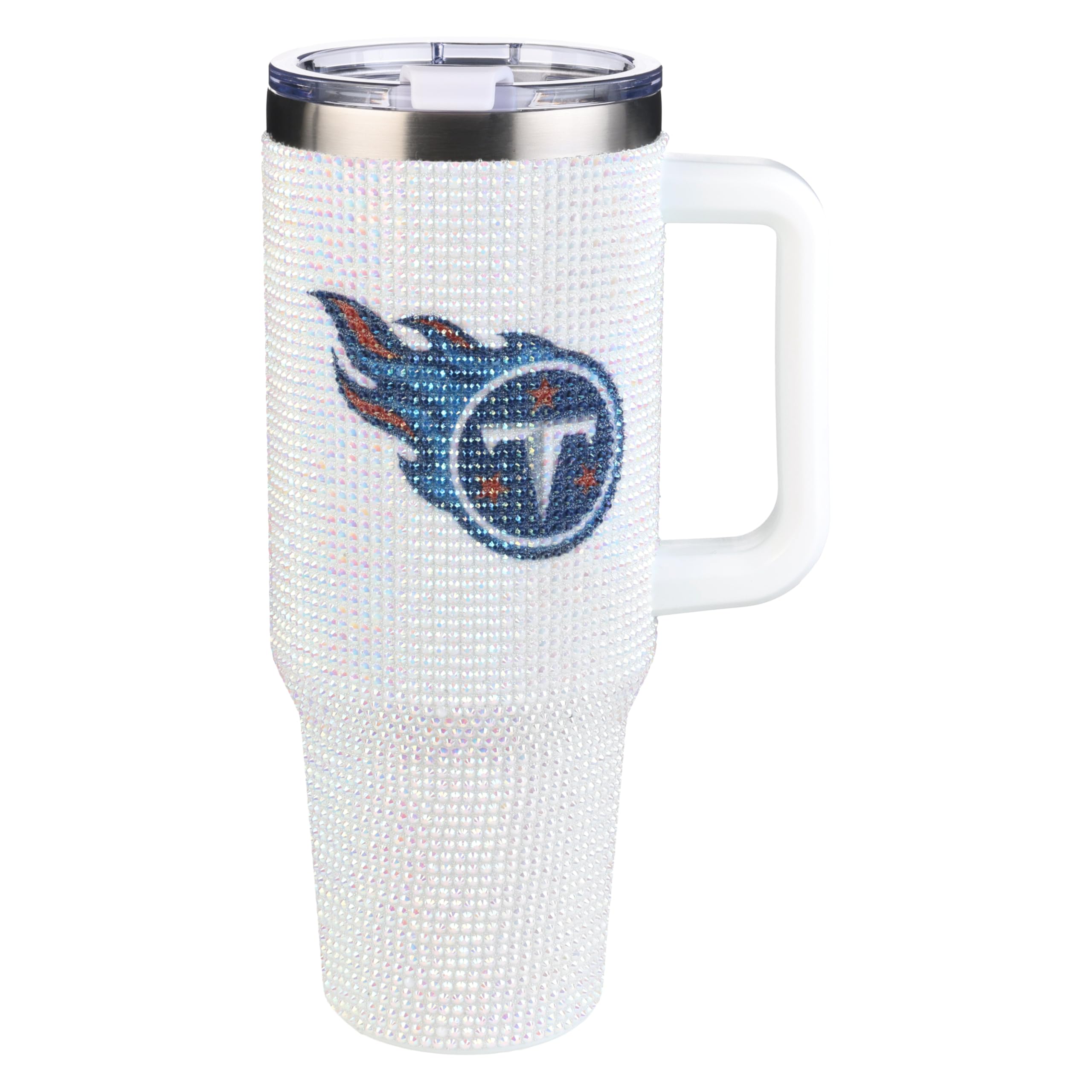 The Memory Company Officially Licensed 40oz White Bling Game Day Tumbler, Tennessee Titans