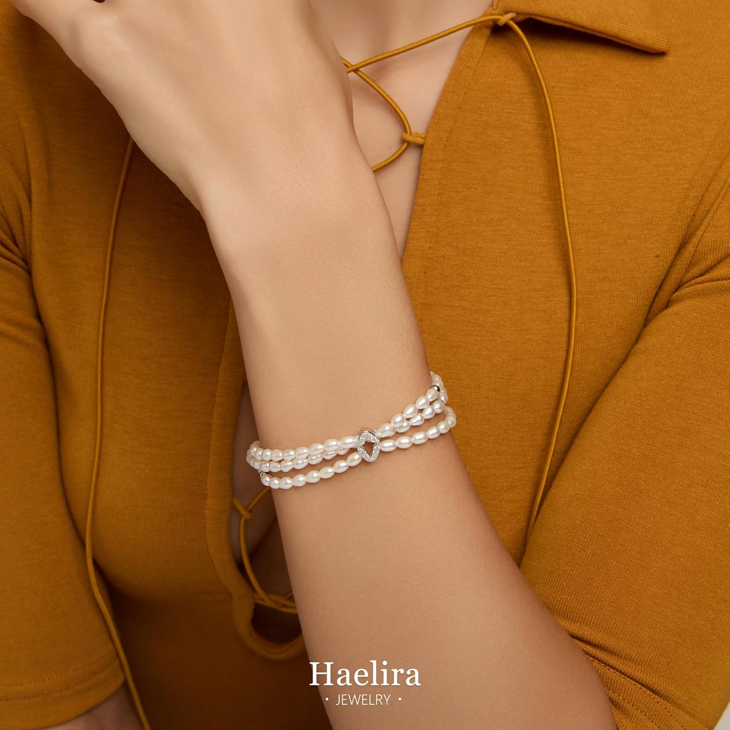 S925 Sterling Silver Four-pointed Star Pearl Bracelets for Women, 8.27 Inch Lucky Freshwater Cultured Pearl Bracelets, Non Tarnish and Hypoallergenic Suitable for Everyday Wear, Perfect Jewelry Gift for Women - Image 5