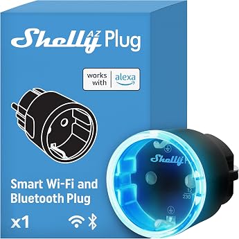 Shelly AZ Plug Black - WLAN Smart Socket Power Measurement 12 A 2500 W Frustration-Free Setup Timer Switch Alexa Certified Plug Smart Home No Hub Required Heating & Cooling