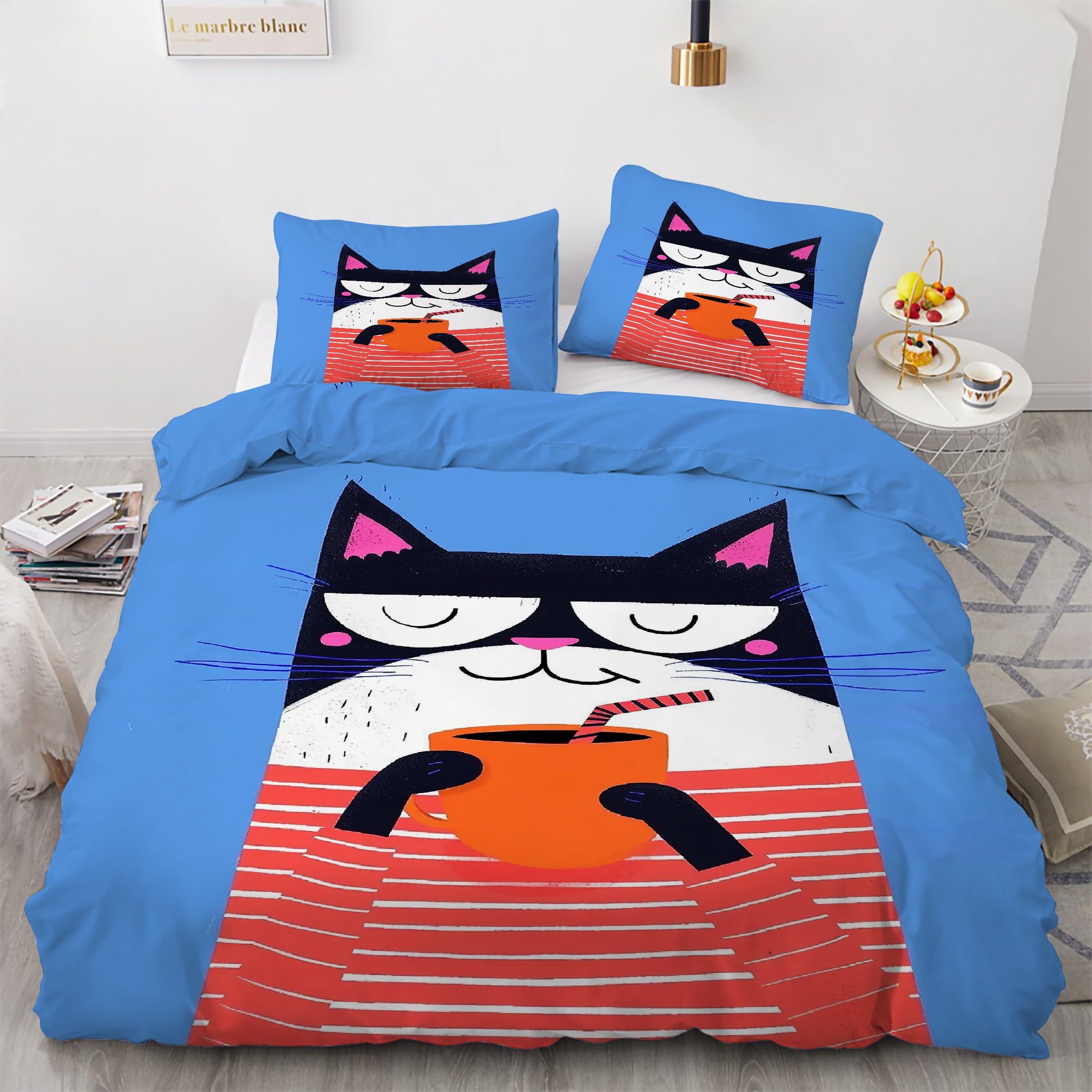 Housse de couette chat en microfibre douce avec fermeture éclair pratique