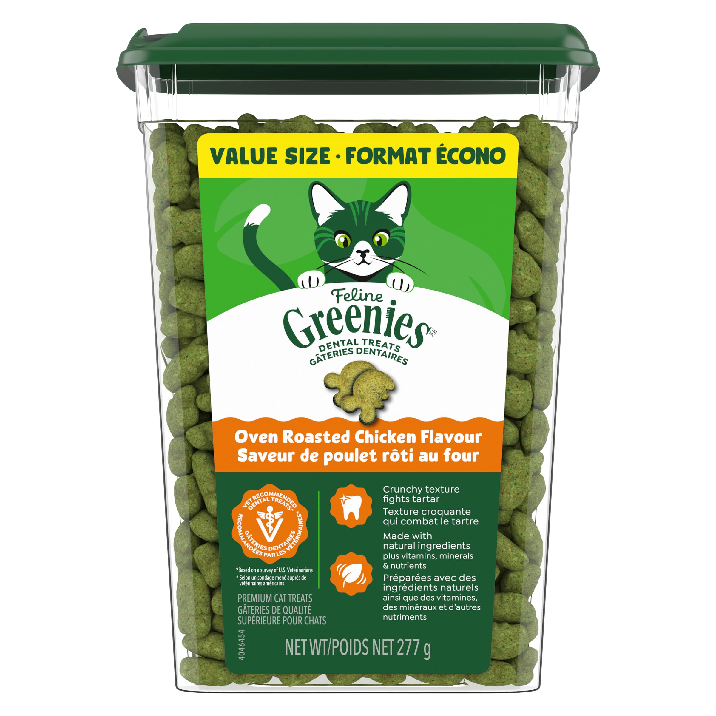 GREENIES Feline Cat Treats Natural Dental Care, Oven Roasted Chicken Flavour, 9.75oz. Tub image 2