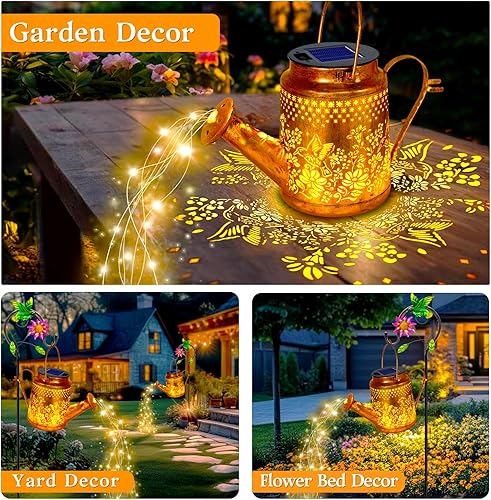 Miniatura 53 de Faroles solares impermeables para exteriores, regadera de colibrí, decoración de jardín, luces solares colgantes para camino, arte de patio