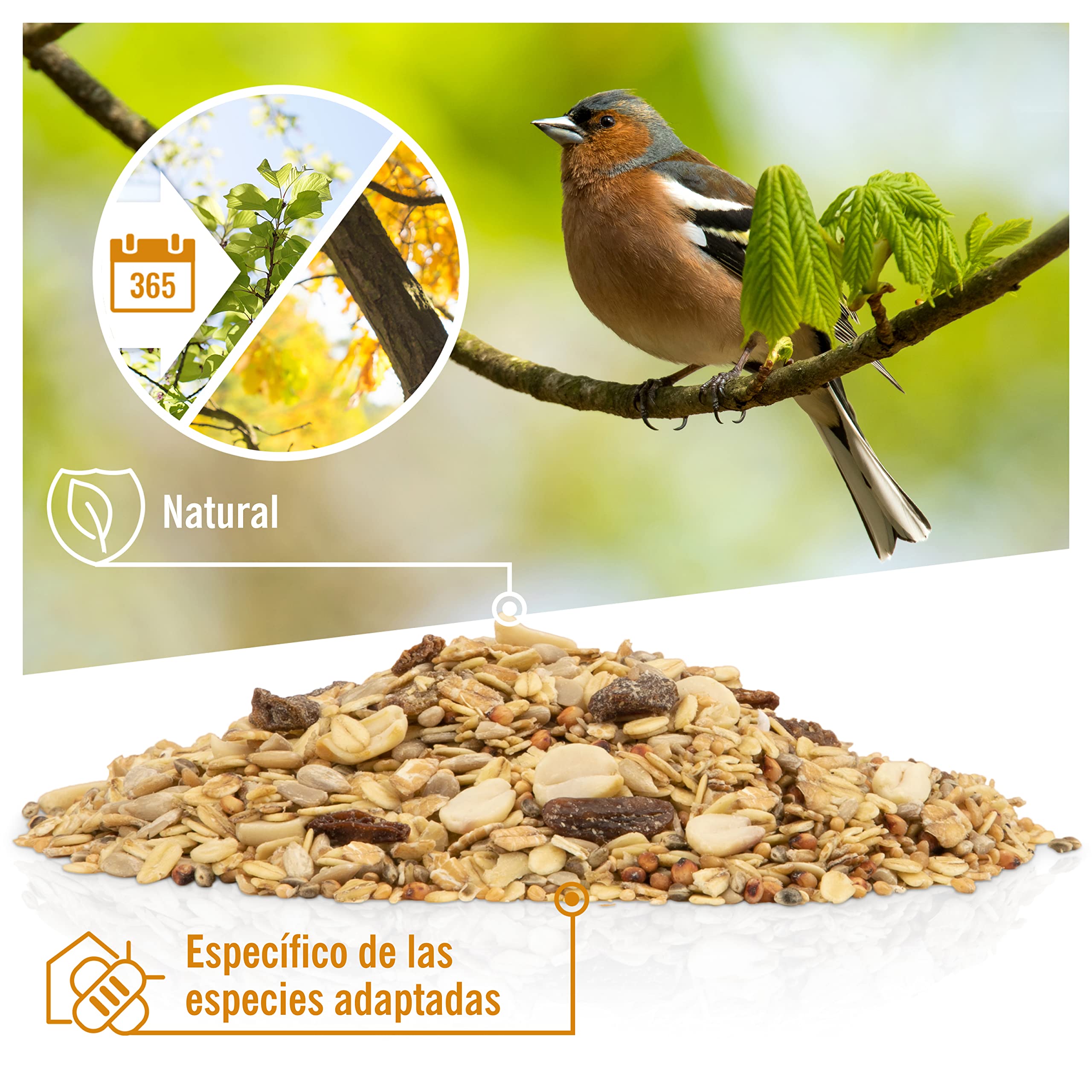 wildtier herz I Alimentación para Pájaros - sin Cáscara - Consistencia Fina (5kg) I Comida de Aves para Alimentos - Alimento para Aves