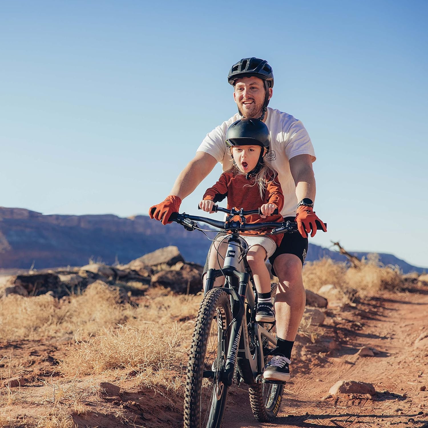 Kids Ride Shotgun – Pro dziecięce siodełko rowerowe + kierownica – montaż z przodu, dla dzieci w wieku od 18 miesięcy do 5 lat, pasuje do większości nowoczesnych rowerów górskich i e-bike’ów