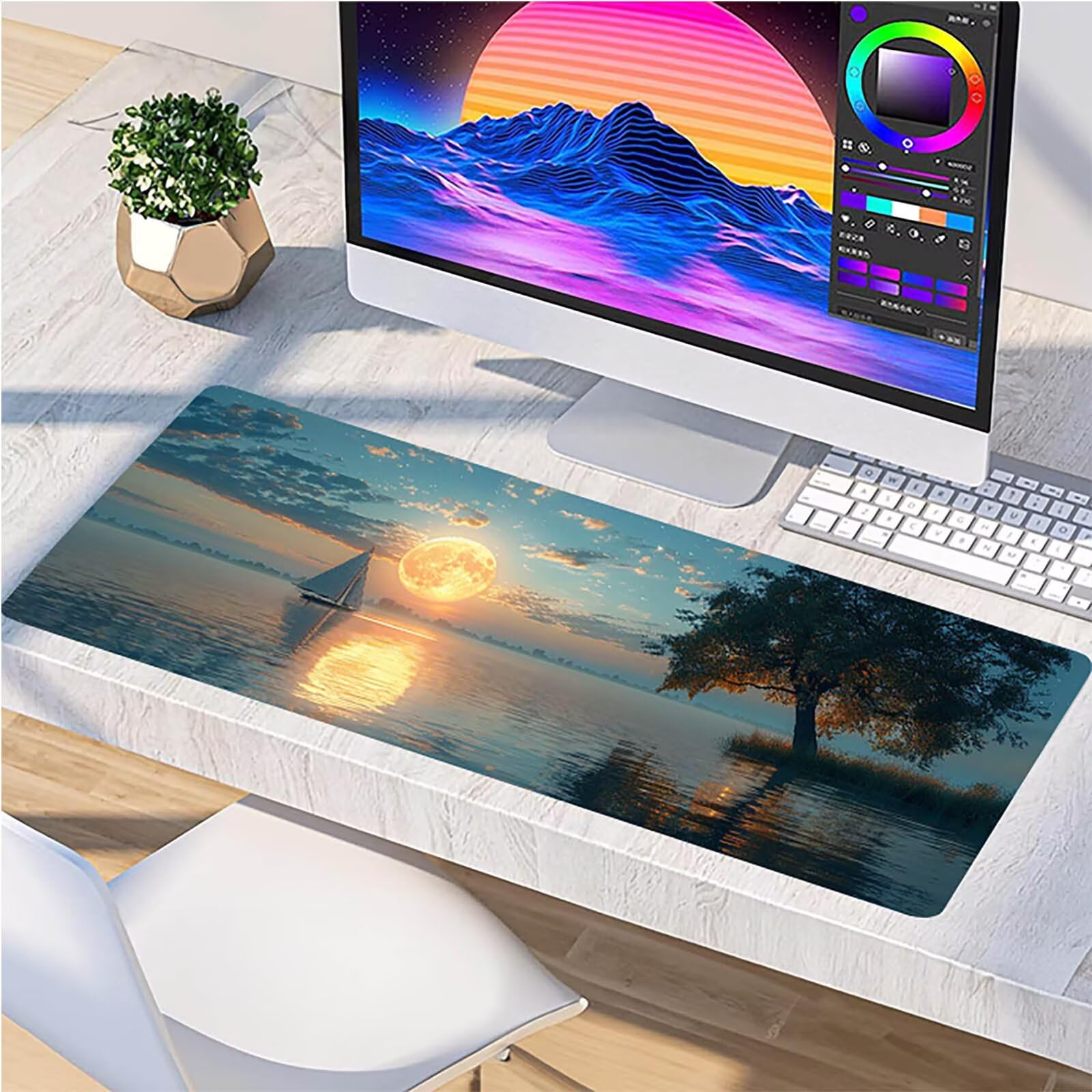 Tappetino Mouse XXL 1500 x 800 mm, Tappetino Mouse Luna, Gaming Mousepad Migliorare la Velocità e la Precisione, Mouse Pad con Base in Gomma Antiscivolo, Ufficio Accessori Gaming, Grigio C-1184