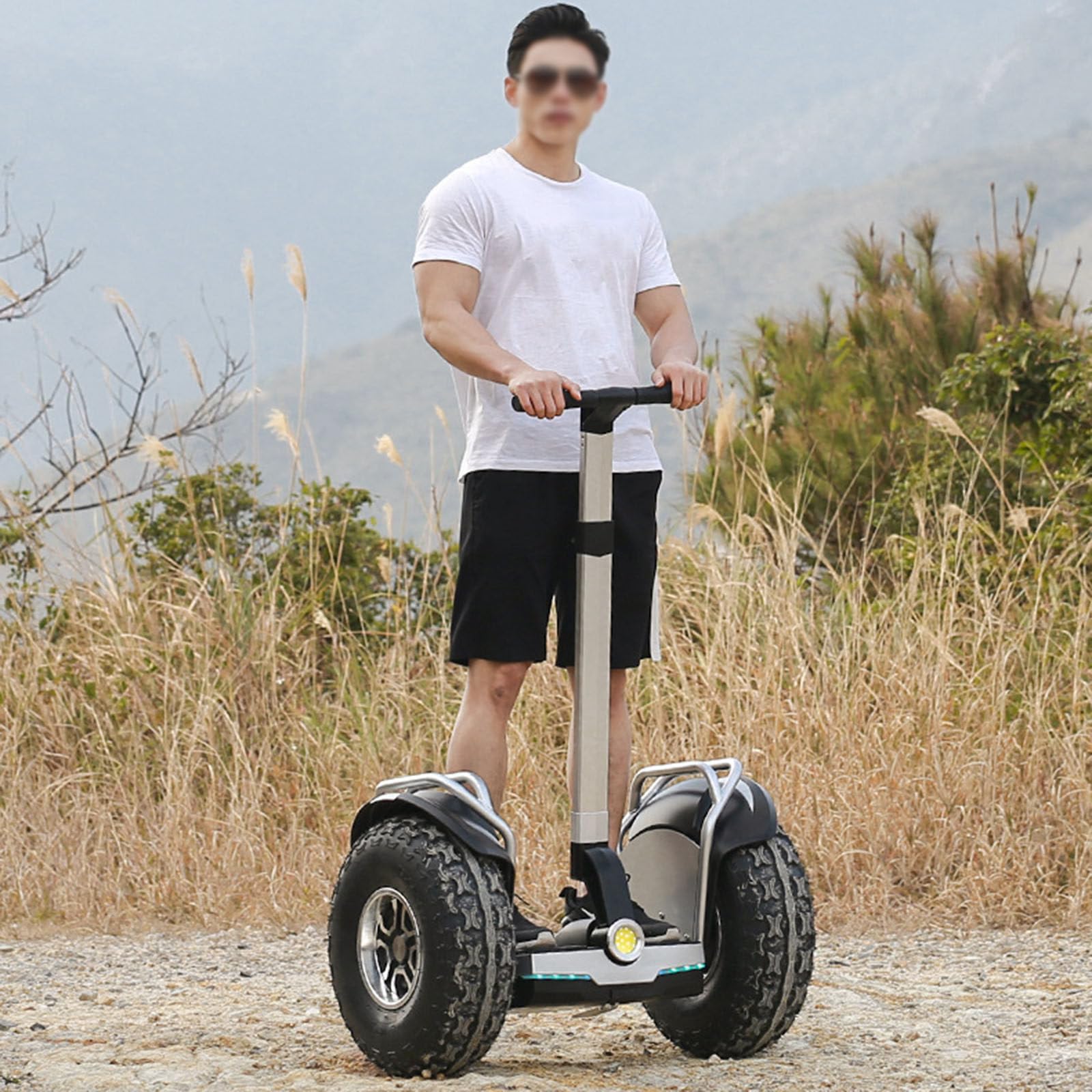 Scooter Auto-Équilibré pour Adultes, Véhicule Tout-Terrain De 19 Pouces, Autonomie De 45km, Étanche Ip54, Écran OLED, Capacité De Charge De 150kg, avec Lumières LED Et Double Moteur Grey