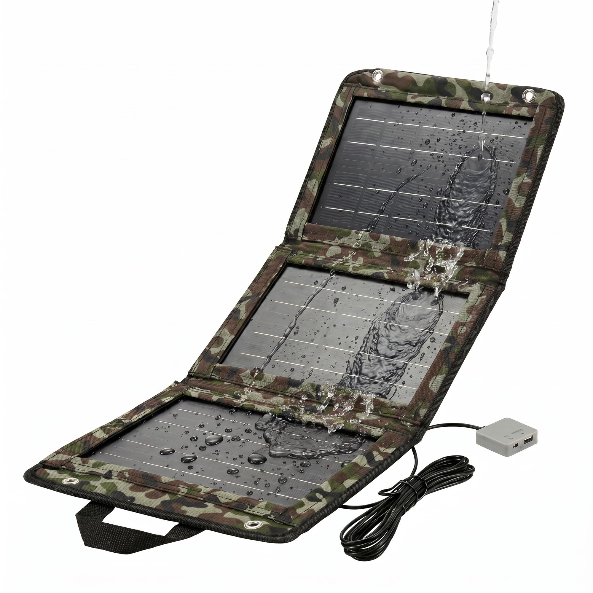 Ulepszony przenośny składany panel słoneczny na kemping, porty USB 28 W ładowarka solarna (5 V/3 A Max), wodoodporność IP44, kompatybilna z iPhone 12/11/XS/XS Max/XR/X/8/7, iPad, Samsung Galaxy LG itp