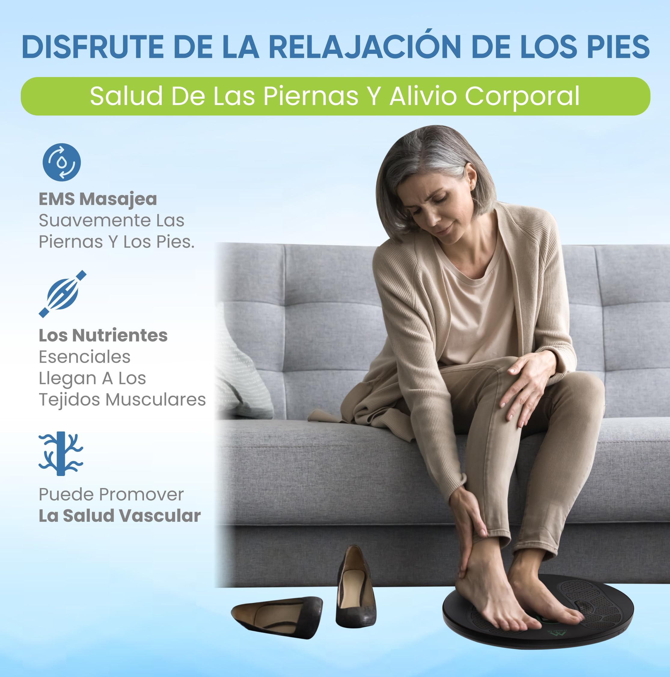 Máquina de circulación para pies Med-Fit Medi-Boost EMS y TENS | Alivia el dolor de piernas, los tobillos hinchados y la neuropatía | 18 programas, mando a distancia de doble canal | Almohadillas para