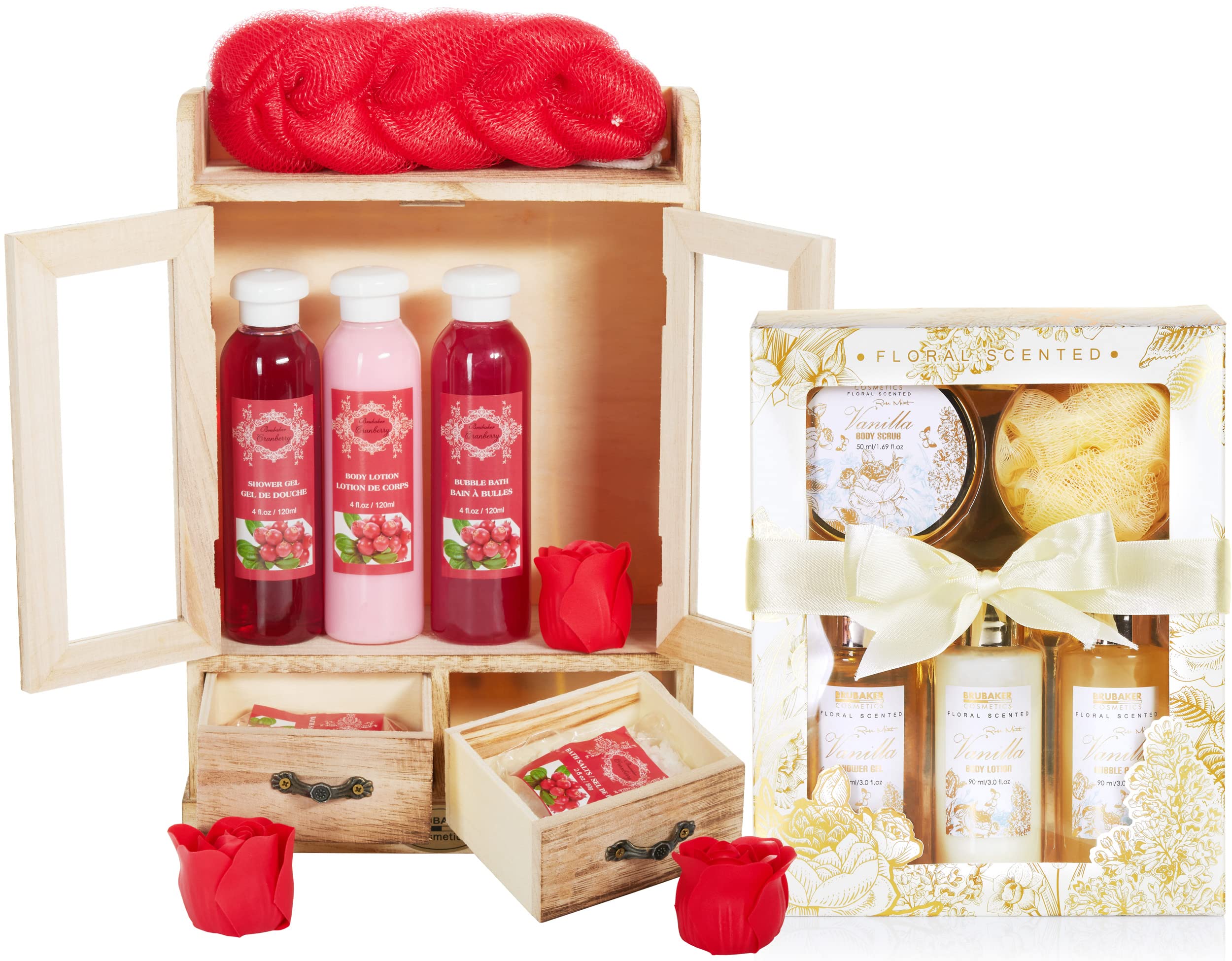 BRUBAKER Cosmetics Set de Cuidado 2 en 1 - Grande 15 piezas Kit de Bienestar - Set de Ducha y Baño para Mujer - Regalo de Belleza con Gabinete de Madera Deco - Vainilla Rosa Menta — view 14