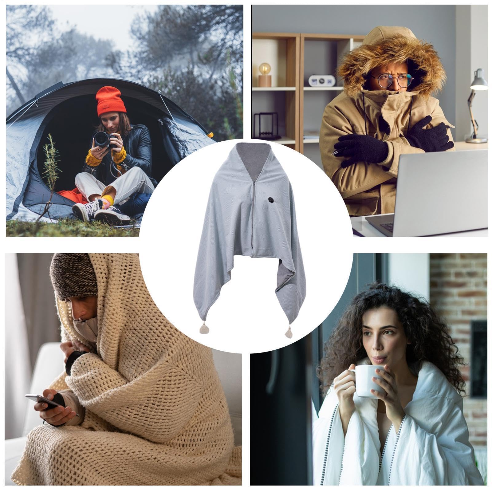 Coperta elettrica riscaldata scialle Plaid Scaldacorpo Riscaldato USB | Coperta Elettrica Portatile Outdoor Per Plaid Pigro, Divano Relax, Lavoro Casa Viaggio, Riposo Interno Esterno