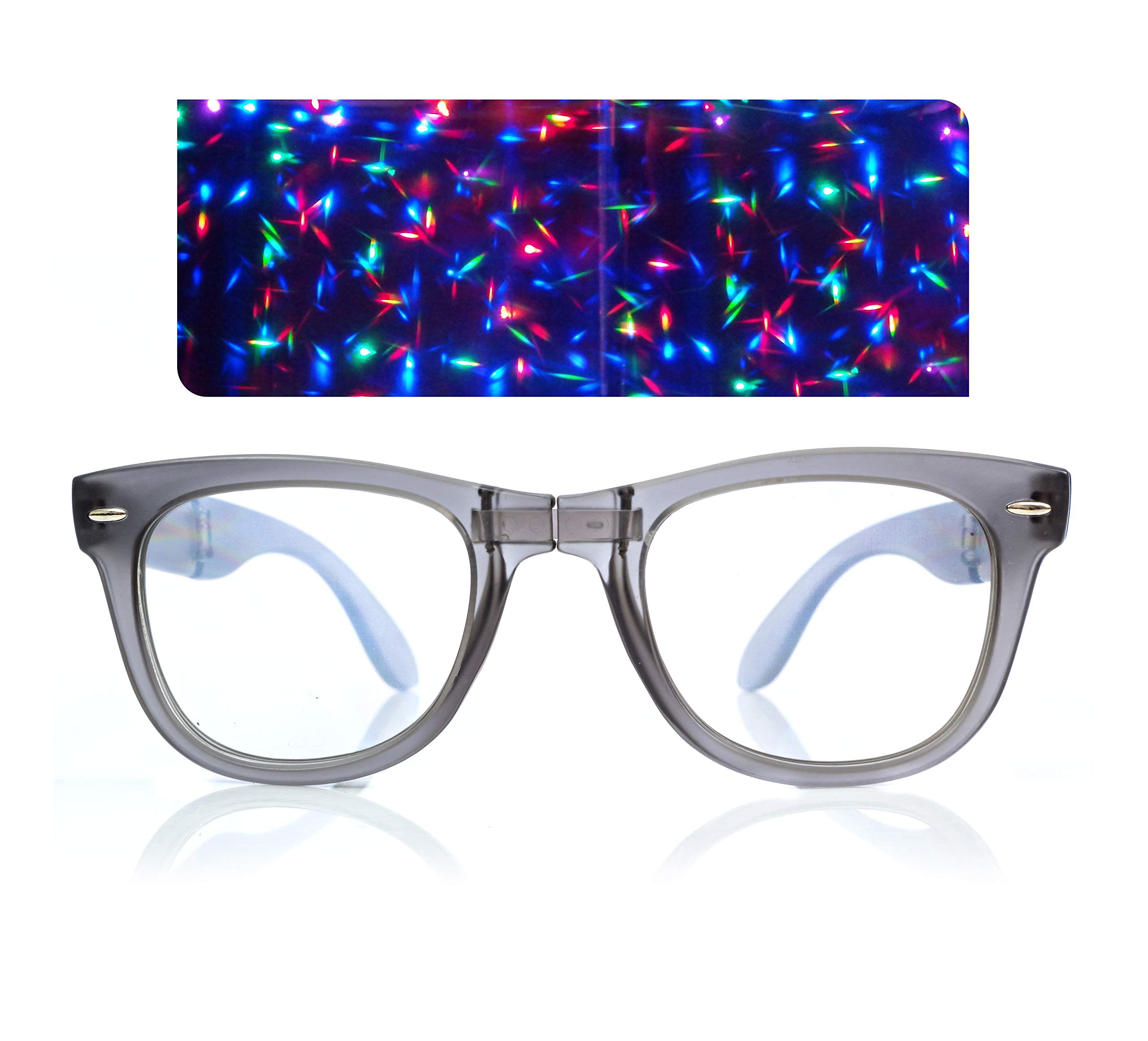 Alternative Imagination Folding Diffraction Glasses For Rave Lights, Music Festivals - Charcoal Frame