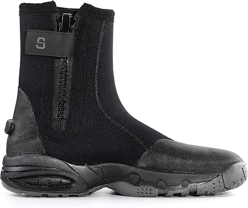 Miniatura 5 de Botas de buceo de neopreno de 0.197 in de alto con cremallera y suela de goma antideslizante para deportes acuáticos, buceo, esnórquel