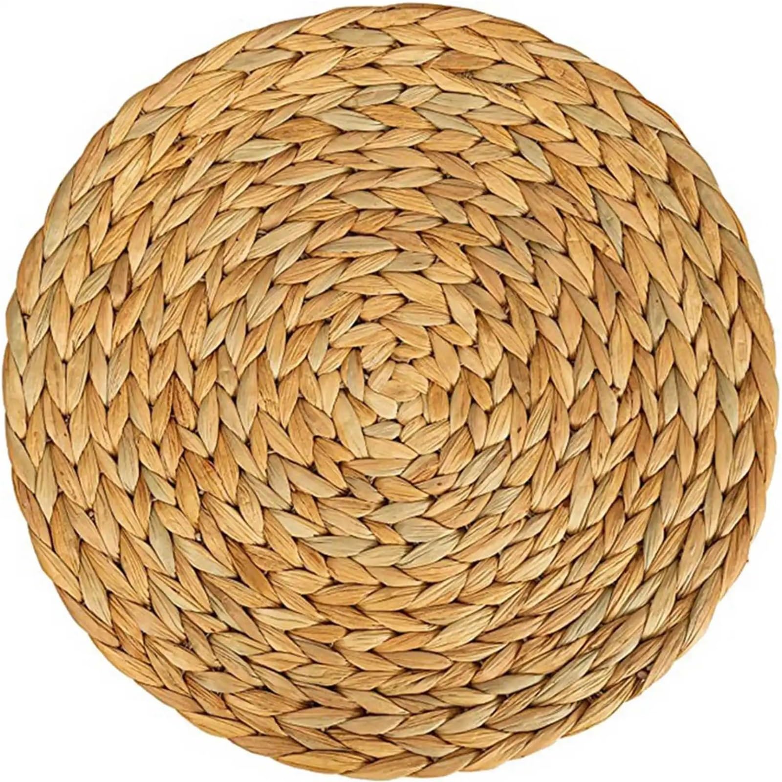 Wicker Placemat 4 Pac Round Water Hyacinth Placemat, Woven Wicker Table Place Mats,38Cm