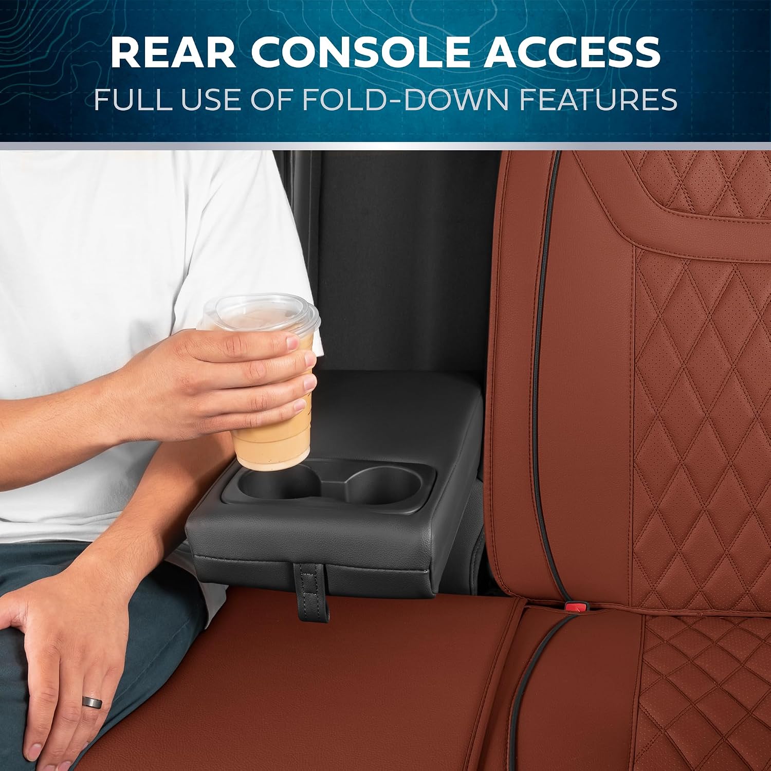 MotorBox Car Seat Covers – Ranch Leatherette Faux Leather Terracotta Seat Covers for Car – Diamond Stitched Cushioned Seat Protectors for Automotive Accessories, Trucks, SUV, Car – Full Set