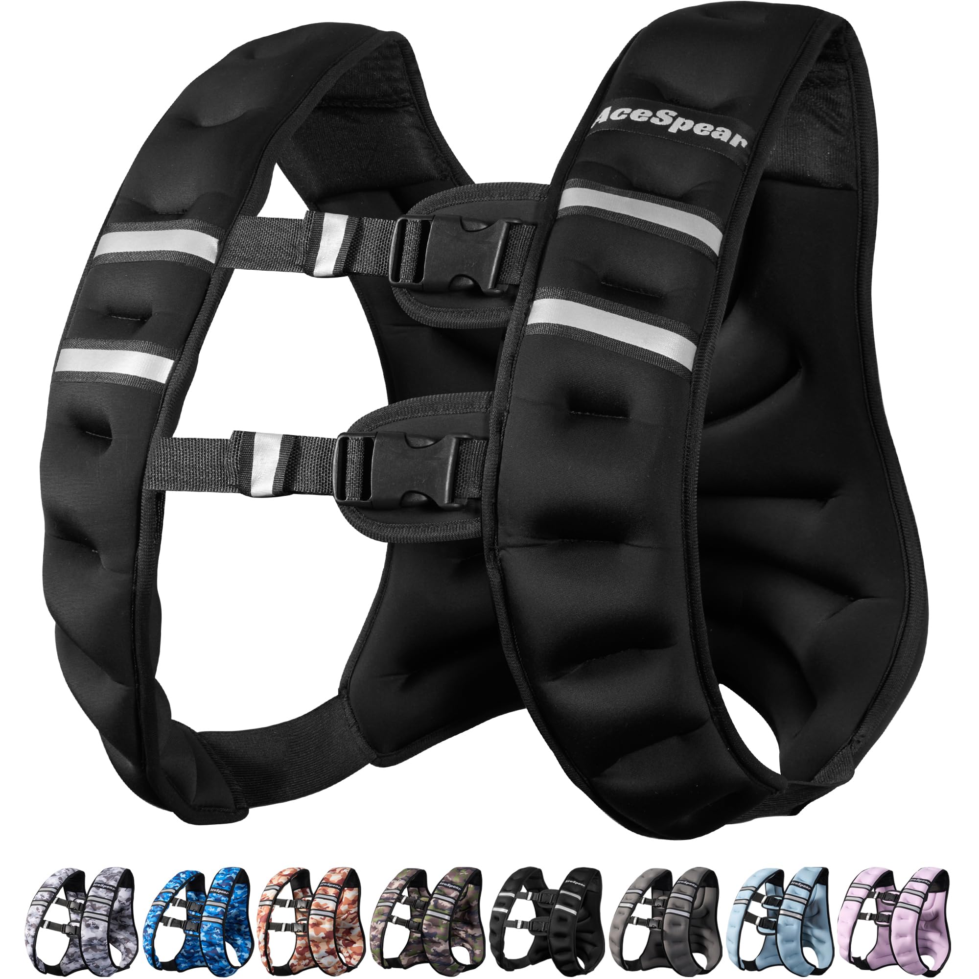 AceSpear Weighted Vest for Men Women 6lbs 8lbs 10lbs 12lbs 14lbs 16lbs 18lbs Body Weight Vest with Reflective