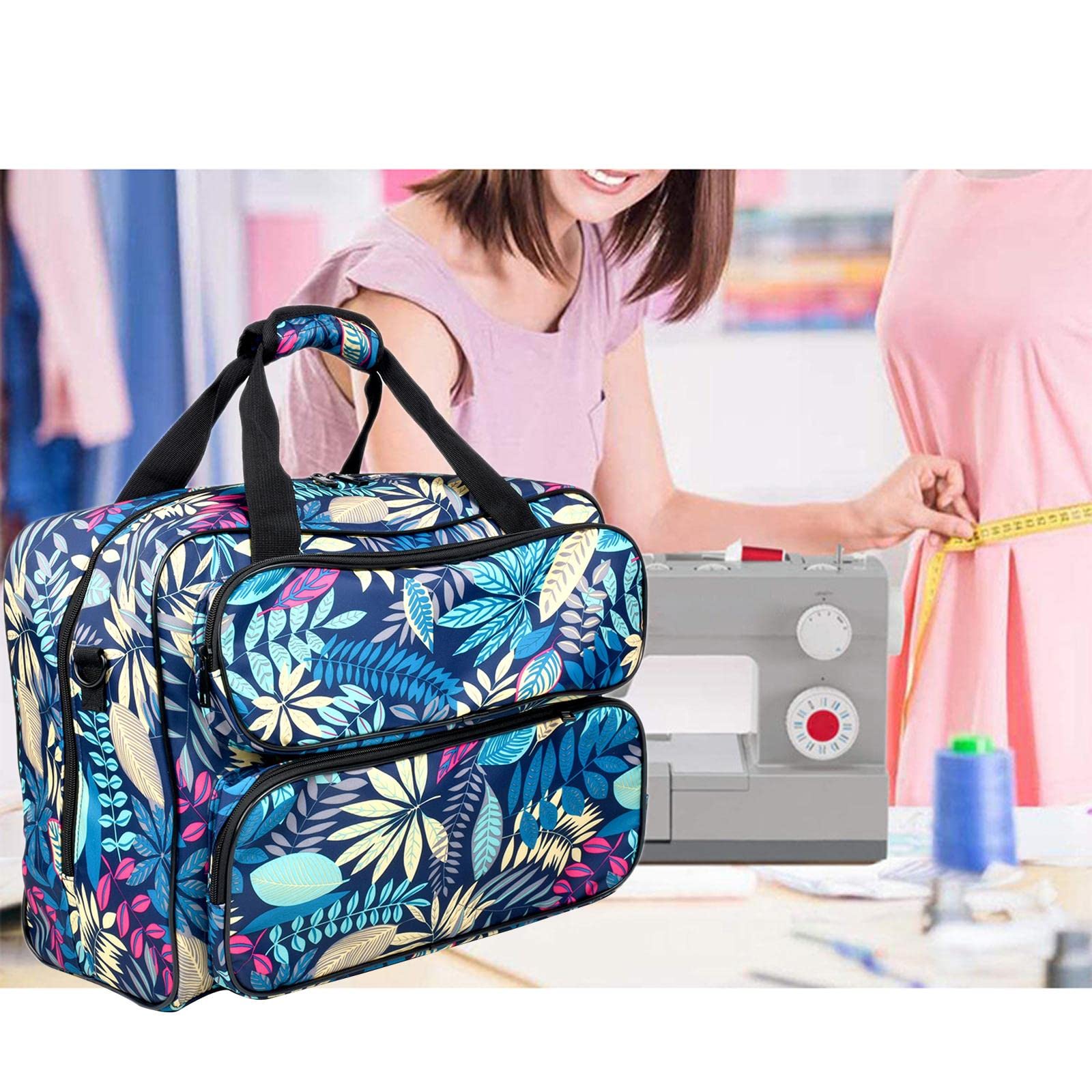 Custodia universale resistente per macchina da cucire con tasche portaoggetti, per la tua macchina, da portare ovunque, per i viaggi, organizer per accessori da cucito, blu