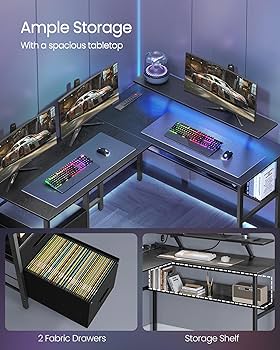 Amazon.com: VASAGLE L-Shaped Desk with Power Outlets