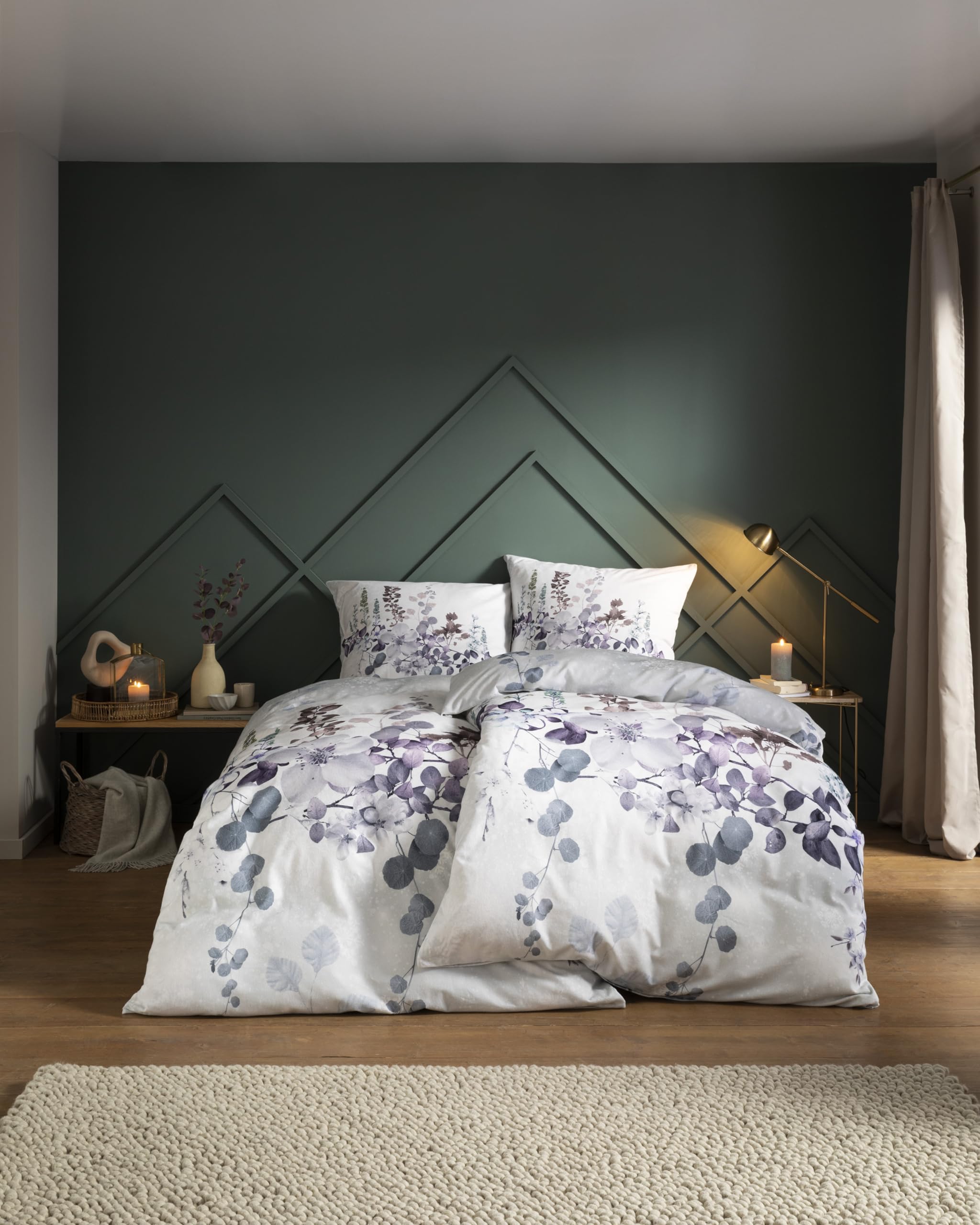 ESTELLA Kuschel Flanell Bettwäsche Set Flausch Bettgarnitur | 100% Baumwolle | 155x220 cm + 80x80 cm | Design 01