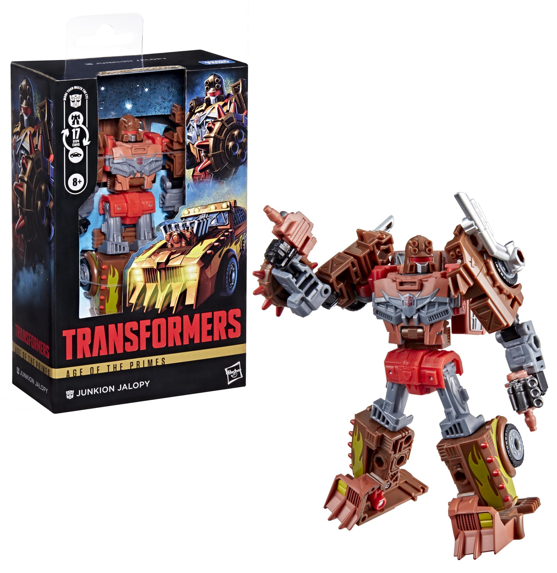 Junkion Jalopy z kolekcji Transformers: Age of the Primes, 14-centymetrowa przekształcająca się figurka klasy Deluxe, zabawkowe roboty dla dzieci w wieku od 8 lat