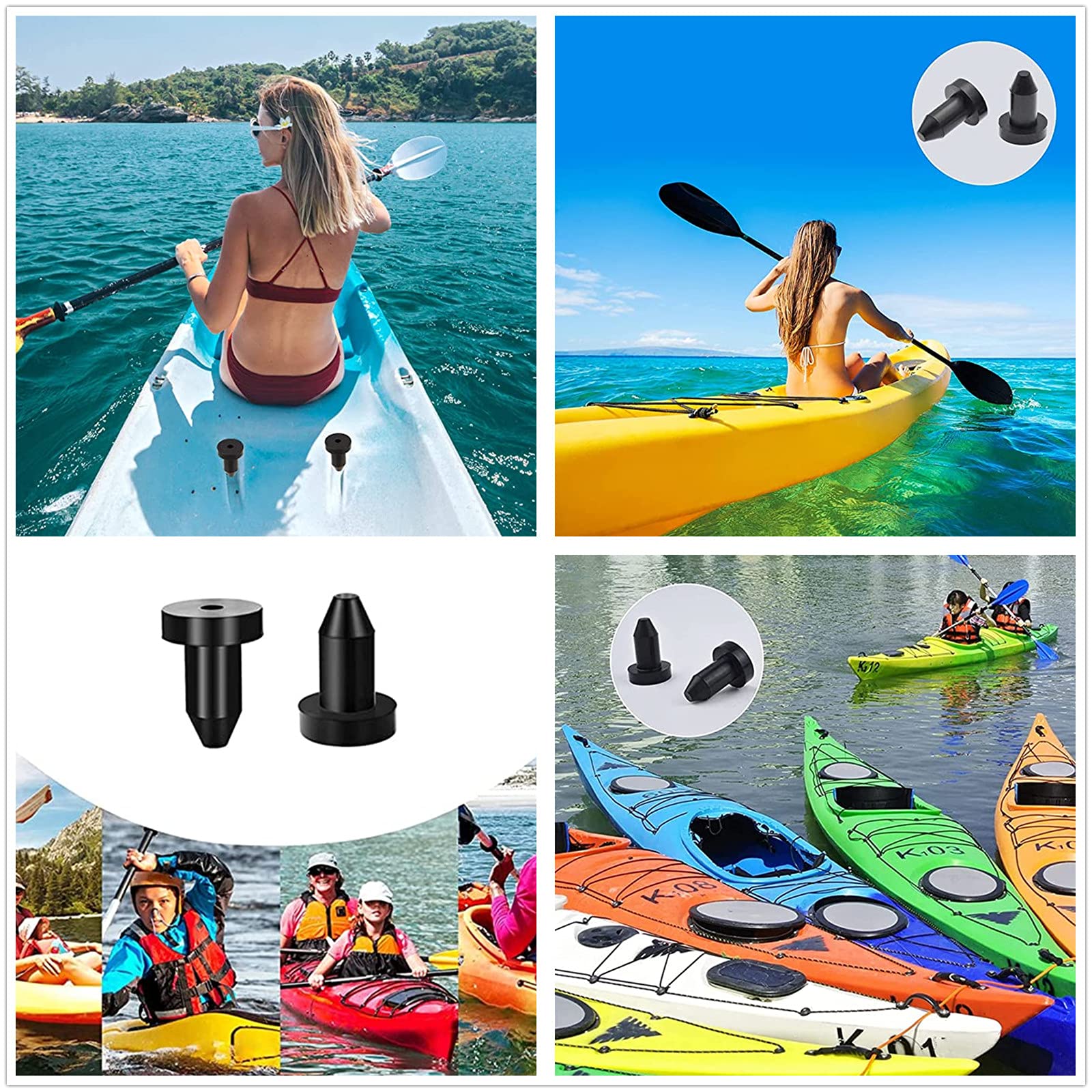 AHANDMAKER Set 10 Tappi Di Scarico In Gomma Per Kayak Con Manico - Universali, Diametro 35mm, Per Canoe E Barche - 6