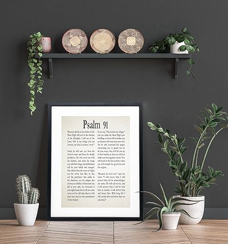 Miniatura 3 de Póster enmarcado del Salmo 91 con impresión del Salmo 91, arte de pared cristiano del Salmo 91, póster de regalo religioso Salmo 91, versículo de la