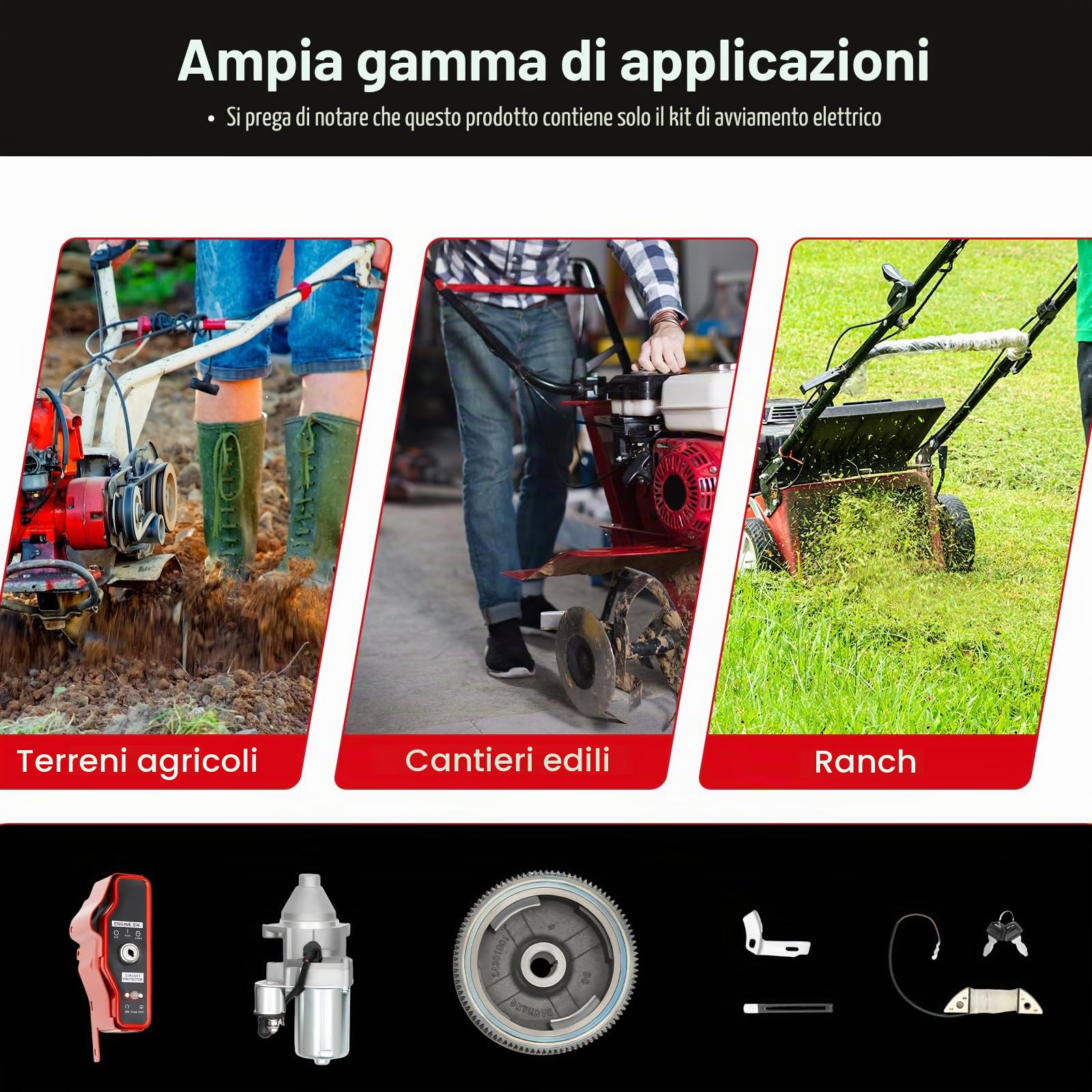 13HP Volano Starter Kit elettrico per Honda GX390 Starter Kit di avviamento elettrico del volano con interruttore di accensione del motore di avviamento a ingranaggio