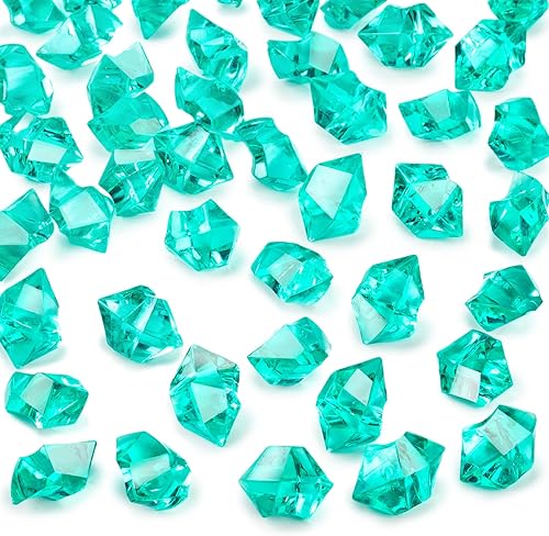 DomeStar Rocas de hielo trituradas falsas, 150 piezas de diamantes falsos, cubos de hielo de plástico acrílico transparente, cristales de diamantes