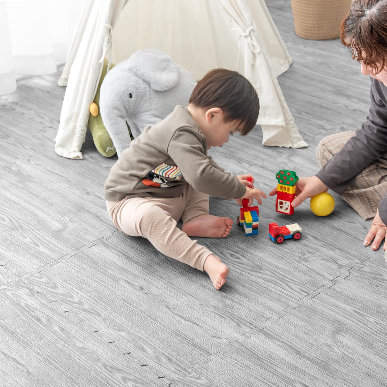 Amazon.co.jp: タンスのゲン ジョイントマット 大判59cm 厚み10mm 6畳