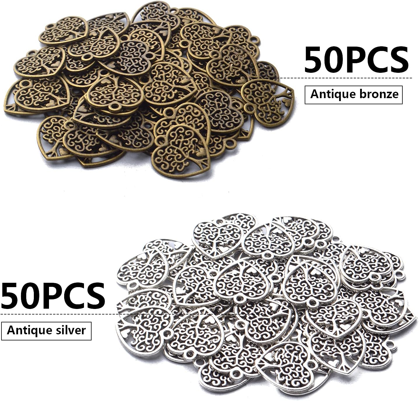 BronaGrand Heart Shape Charm Heart Love Pendants Heart Bead Charms Necklace Charms for DIY Jewelry Earrings Bracelet Making and Crafting Accessory - Image 2